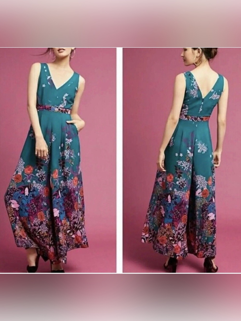 Anthropologie Maeve Andalusia Jumpsuit with pockets, Size: 4 - Picture 2 of 6